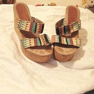 Sbicca keisha women's worn wedge sandals size 7